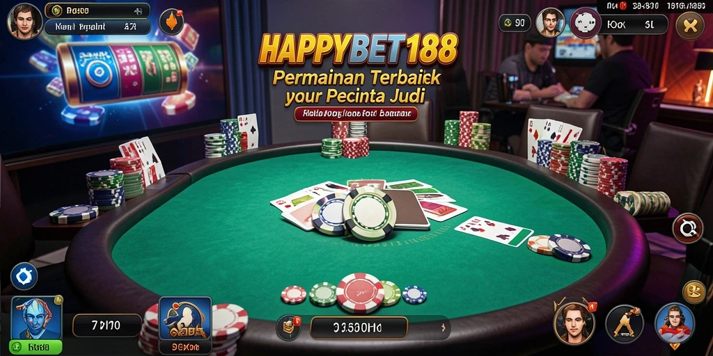 Tampilan gameplay Poker yang mendebarkan di HAPPYBET188.