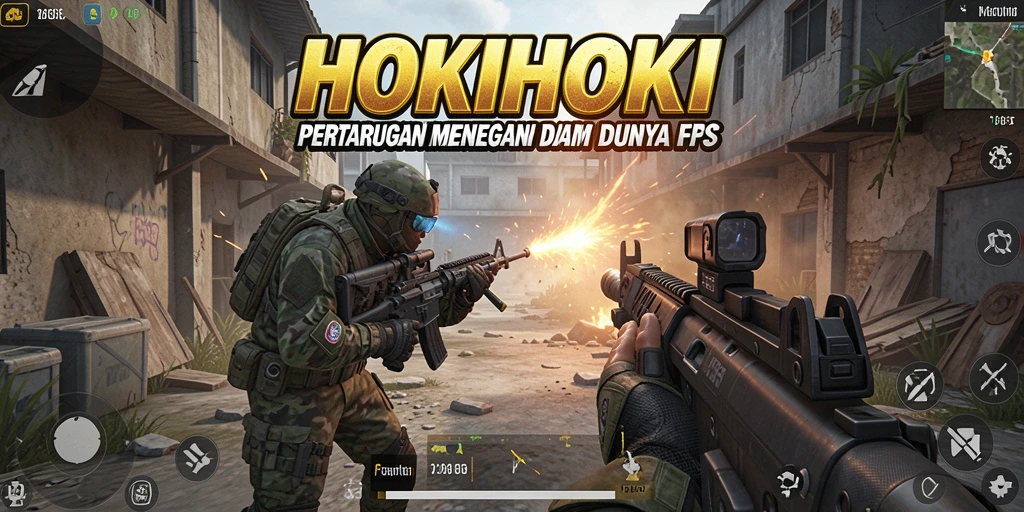 Tampilan screenshot HOKIHOKI menampilkan aksi seru gameplay FPS.