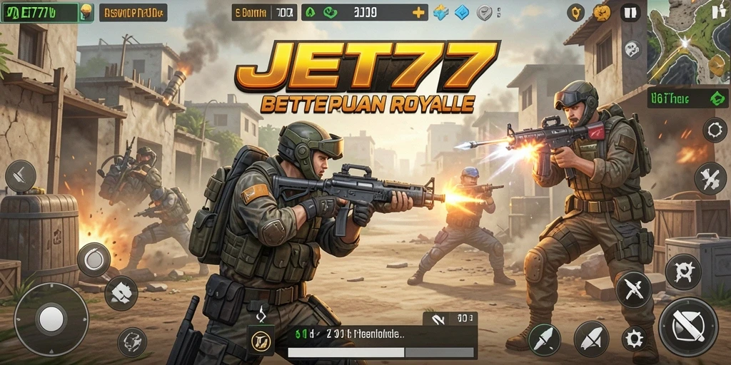 Gameplay seru JET77 dengan pertempuran intens di arena.