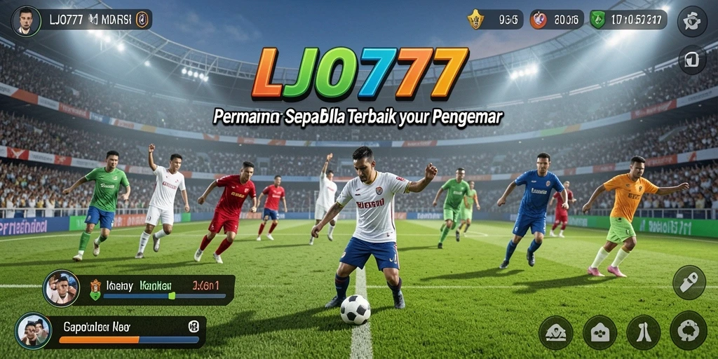 Screenshot gameplay LJO777 menampilkan aksi sepak bola yang mendebarkan.