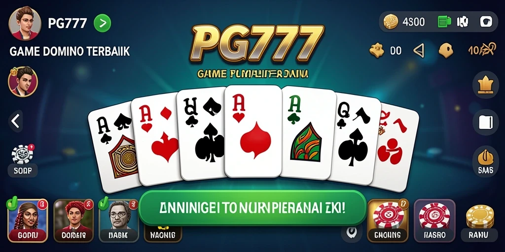Screenshot gameplay PG777 yang menampilkan suasana permainan Domino yang seru.