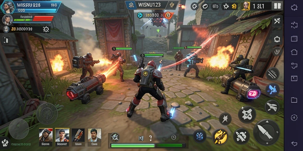 Tampilan gameplay seru WISNU123 yang menampilkan strategi bertarung.